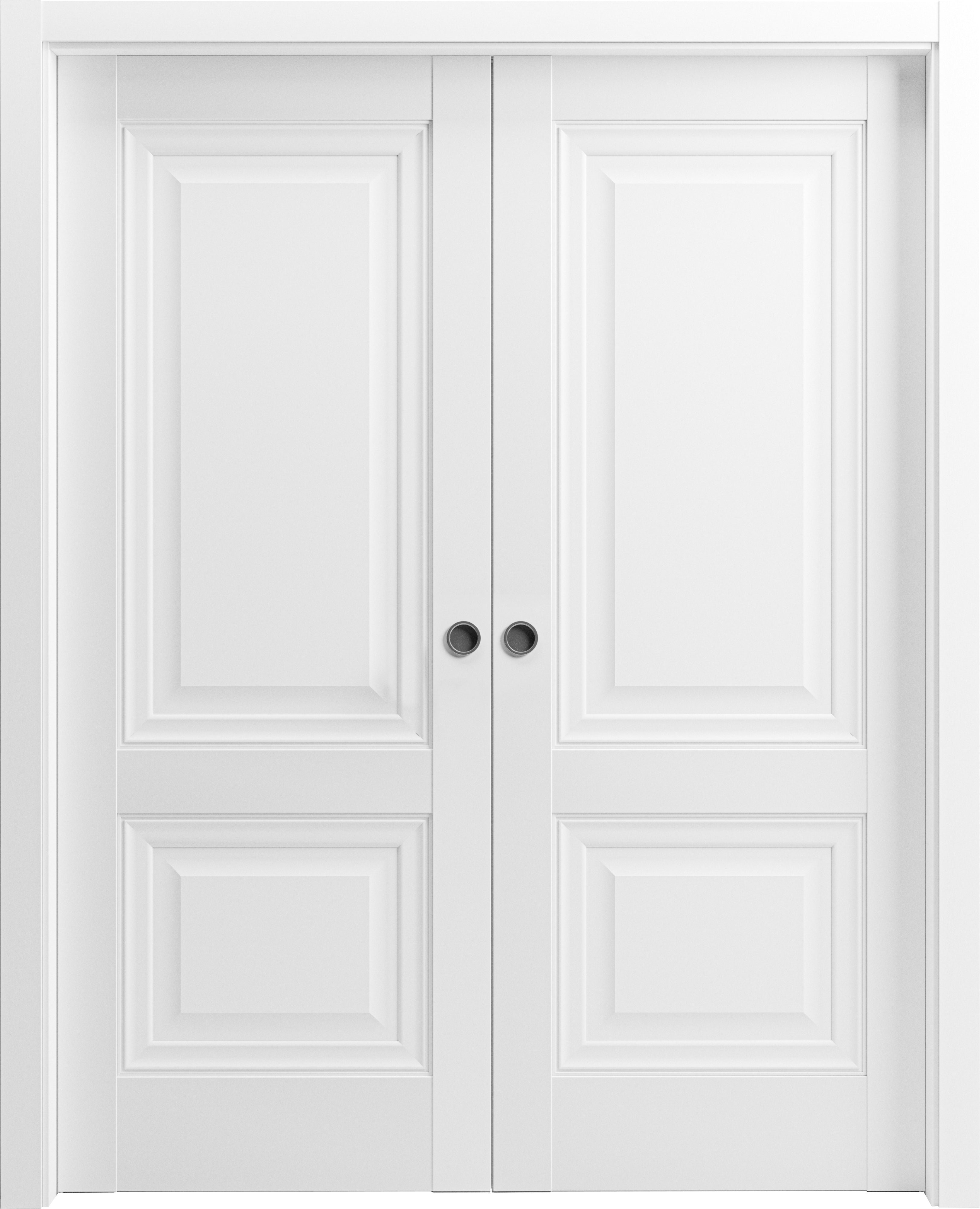 SARTODOORS Sliding French Double Pocket Doors Lucia 8831 White Silk